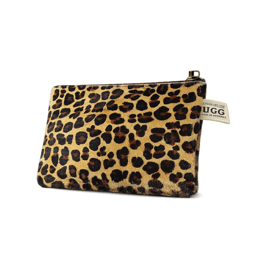 Urban UGG Leopard Print Genuine Leather Pouch Clutch Cosmetic Bag Animal Print